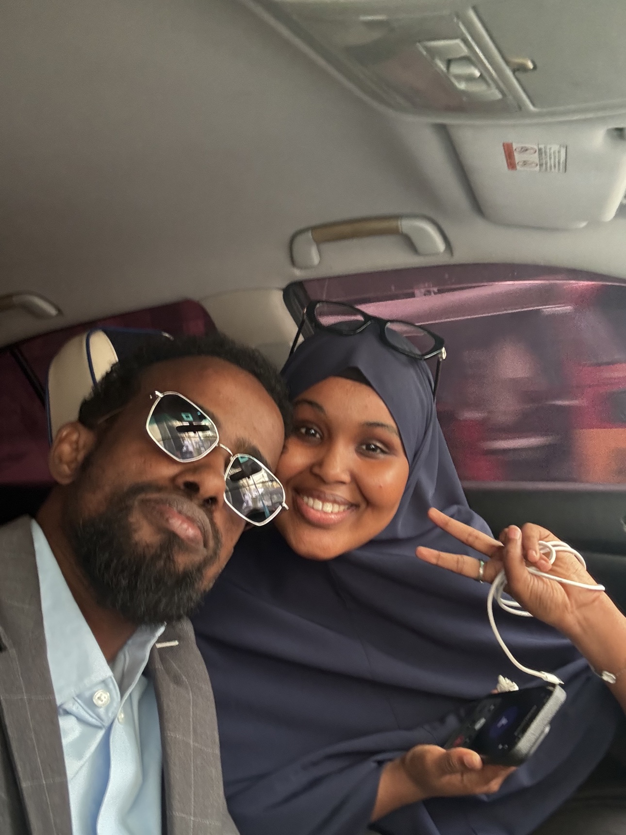 The two of us together in the car